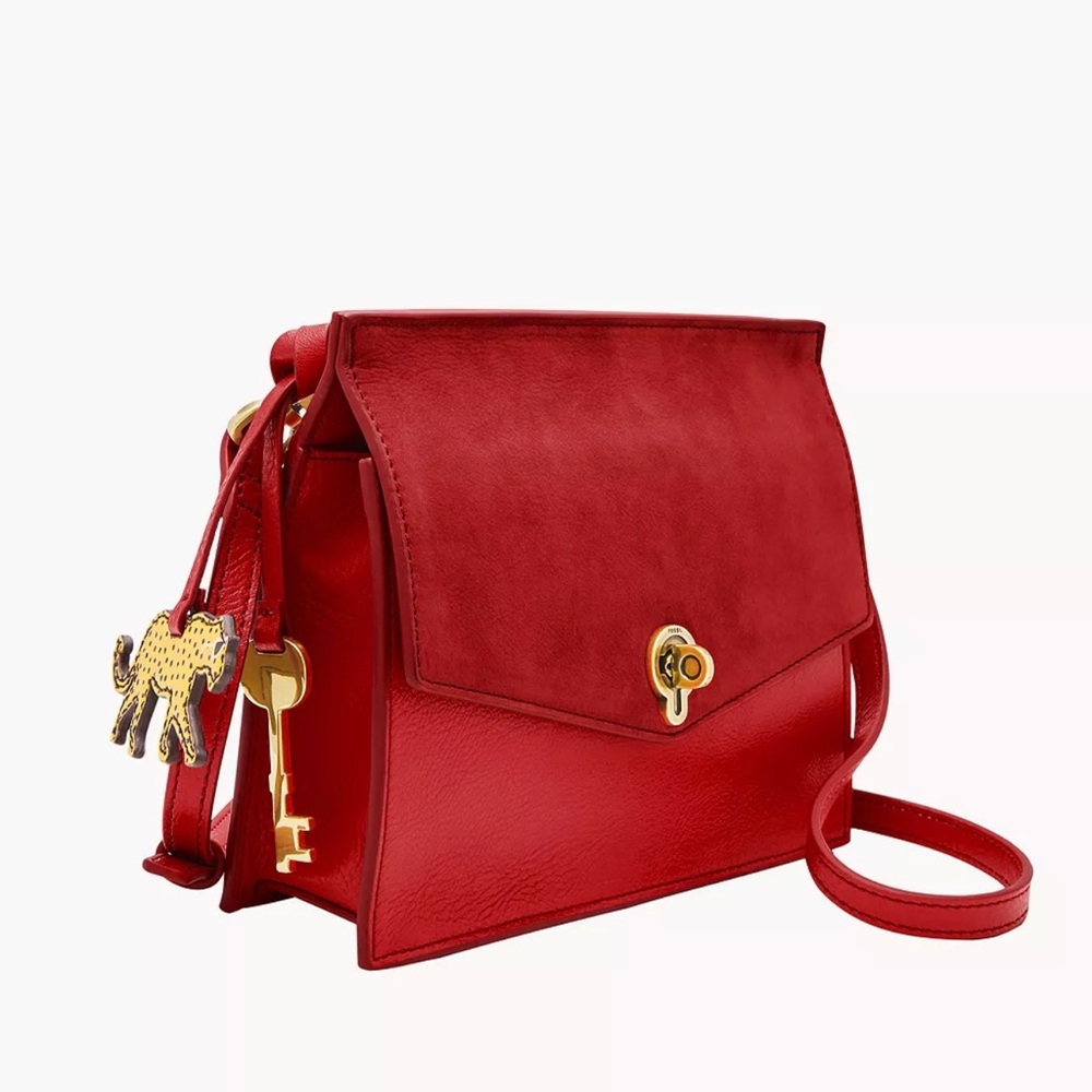 NWT Fossil Stevie Leather Red Crossbody handbag